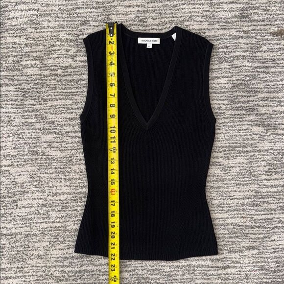 New VERONICA BEARD Sid ribbed-knit sweater top Black Sleeveless XS - Picture 8 of 12